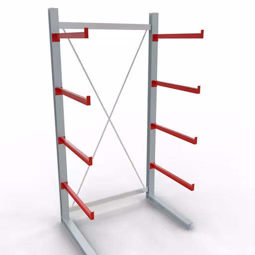 Abbildung Nr 7 des Artikels K 6000 Komplettregal, einseitig, 3000 x 1500 x 1000 mm, RAL 7001 / RAL 3000, 5 Lagerebenen aus der Produktgruppe Kragarmregale von der Marke Schulte Lagertechnik
