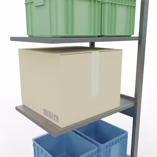 Produktbild Nr.8 des Artikels Anbauregal, Fachbodenregal Stecksystem MULTIplus150, 2500 x 750 x 500 mm (HxBxT), 6 Fachböden, Längenriegel, verzinkt aus der Produktreihe Stecksystem von der Marke Schulte Lagertechnik