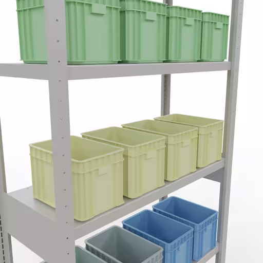 Abbildung Nr 13 des Artikels Grundregal, Fachbodenregal Stecksystem MULTIplus250, 2500 x 1000 x 400 mm (HxBxT), 6 Fachböden, Längenriegel, RAL 7035 lichtgrau aus der Produktgruppe Stecksystem von der Marke Schulte Lagertechnik