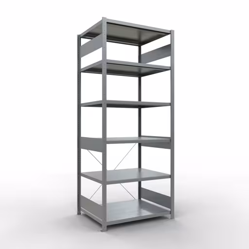 Grundregal, Fachbodenregal Stecksystem MULTIplus250, 2500 x 1000 x 800 mm (HxBxT), 6 Fachböden, Kreuzstrebe, verzinkt von der Marke Schulte Lagertechnik aus der Produktreihe Stecksystem