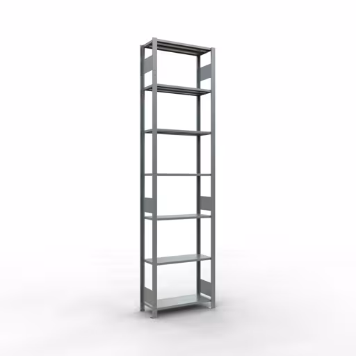 Grundregal, Fachbodenregal Stecksystem MULTIplus150, 3000 x 750 x 300 mm (HxBxT), 7 Fachböden, Längenriegel, verzinkt aus der Kategorie Grundregal mit der Artikelnummer 12732-75-LR