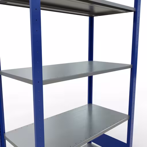 Abbildung Nr 12 des Artikels Grundregal, Fachbodenregal Stecksystem MULTIplus85, 2000 x 1000 x 500 mm (HxBxT), 5 Fachböden, Längenriegel, RAL 5010 enzianblau aus der Produktgruppe Stecksystem von der Marke Schulte Lagertechnik