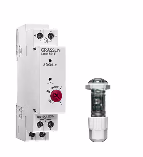 Dämmerungsschalter turnus 501 E von der Marke Grässlin Zeitschalttechnik Dämmerungsschalter turnus Typ Ausführung: turnus 501 E aus der Kategorie Gebäudeautomation mit der Artikelnr. 181800141