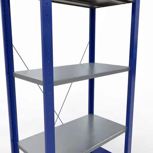 Produktbild Nr.11 des Artikels Grundregal, Fachbodenregal Stecksystem MULTIplus150, 2000 x 750 x 400 mm (HxBxT), 5 Fachböden, Kreuzstrebe, RAL 5010 enzianblau/verzinkt/verzinkt aus der Produktreihe Stecksystem von der Marke Schulte Lagertechnik