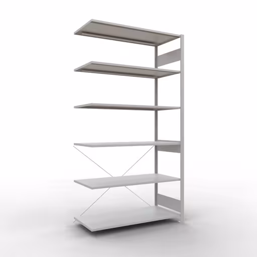 Stecksystem Anbauregal 2500x1300x600 mm, Typ 150 kg, lichtgrau aus der Kategorie Anbauregal mit der Artikelnummer 32666-130