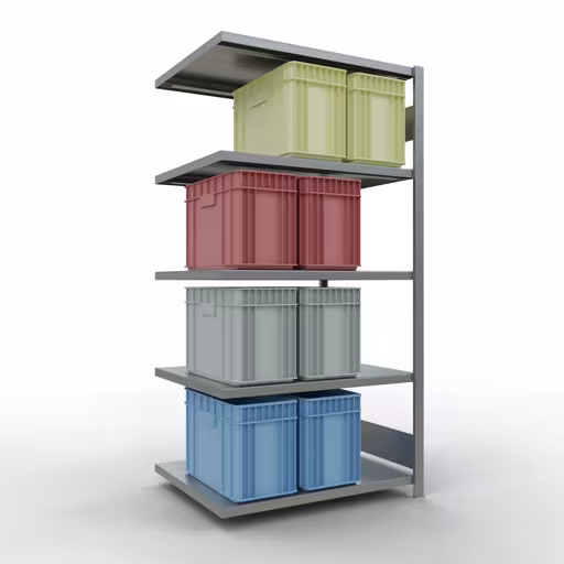 Anbauregal, Fachbodenregal Stecksystem MULTIplus250, 2000 x 1000 x 800 mm (HxBxT), 5 Fachböden, Längenriegel, verzinkt von der Marke Schulte Lagertechnik aus der Produktreihe Stecksystem