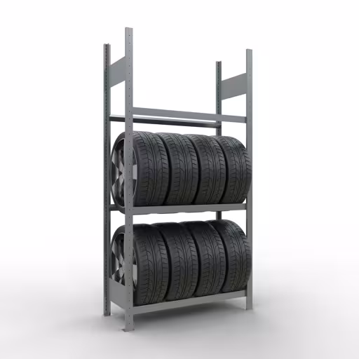 Abbildung Nr 12 des Artikels Grundregal, Räder-/Reifenregal, 2000 x 1000 x 400 mm (HxBxT), verzinkt, 3 Lagerebenen á 150 kg Fachlast pro Ebene aus der Produktgruppe Fachbodenregale von der Marke Schulte Lagertechnik