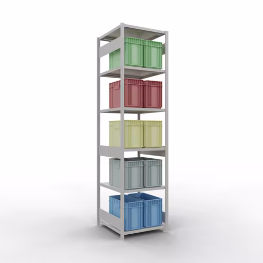 Abbildung Nr 13 des Artikels Grundregal, Fachbodenregal Stecksystem MULTIplus250, 3000 x 750 x 800 mm (HxBxT), 7 Fachböden, Längenriegel, RAL 7035 lichtgrau aus der Produktgruppe Stecksystem von der Marke Schulte Lagertechnik
