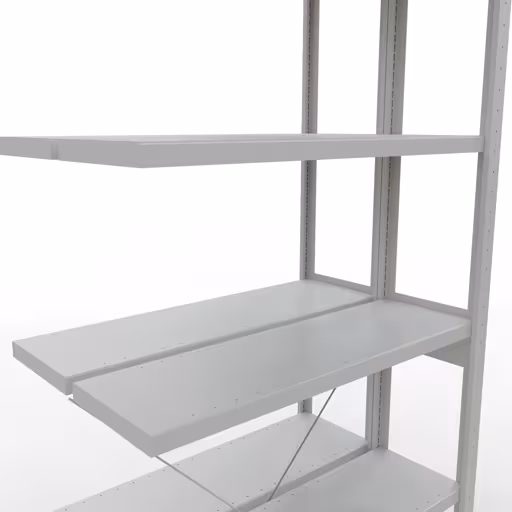 Anbauregal, Doppelregal, Fachbodenregal Stecksystem MULTIplus250, 2500 x 1000 x (2x300) mm (HxBxT), 2x6 Fachböden, Kreuzstrebe, RAL 7035 lichtgrau von Schulte Lagertechnik mit der Artikelnr. 32136-A