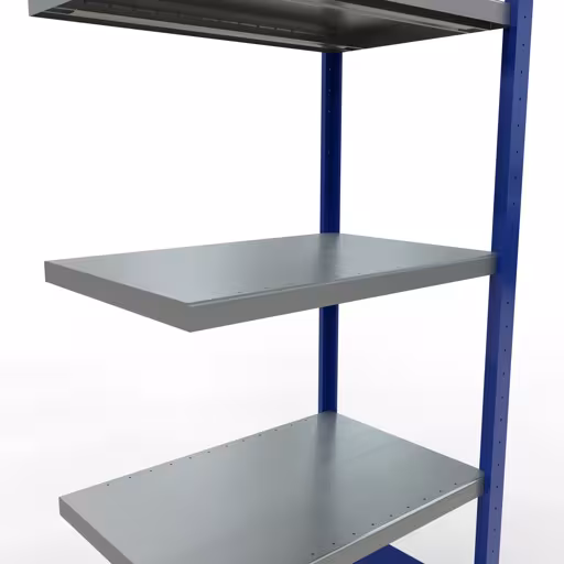 Anbauregal, Fachbodenregal Stecksystem MULTIplus250, 2000 x 750 x 500 mm (HxBxT), 5 Fachböden, Längenriegel, RAL 5010 enzianblau/verzinkt/verzinkt von Schulte Lagertechnik mit der Artikelnr. 12955-75-LR-B