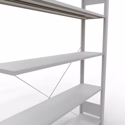 Produktbild Nr 13 des Artikels Anbauregal, Büro-Fachbodenregal Stecksystem MULTIplus85, 1800 x 1300 x 300 mm (HxBxT), 5 Fachböden, Kreuzstrebe, ohne Anschlagleiste, lichtgrau Abbildung Nr 13 des Artikels Anbauregal, Büro-Fachbodenregal Stecksystem MULTIplus85, 1800 x 1300 x 300 mm (HxBxT), 5 Fachböden, Kreuzstrebe, ohne Anschlagleiste, lichtgrau aus der Produktgruppe Büroregale von der Marke Schulte Lagertechnik