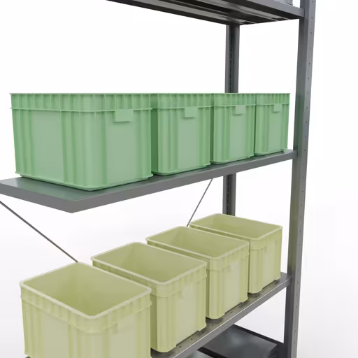 Produktbild Nr.12 des Artikels Anbauregal, Fachbodenregal Stecksystem MULTIplus150, 2000 x 1000 x 300 mm (HxBxT), 5 Fachböden, Kreuzstrebe, verzinkt - Expressline aus der Produktreihe Stecksystem von der Marke Schulte Lagertechnik