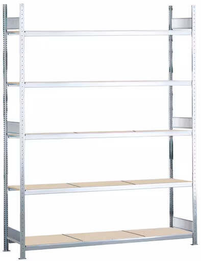 Grundregal, Weitspannregal WS 2000 mit Spanplatten, 3000 x 2250 x 500 mm (HxBxT), verzinkt, 5 Ebenen, Fachlast 400 kg, Feldlast 2.000 kg von der Marke Schulte Lagertechnik Grundregal, Weitspannregal WS 2000 mit Spanplatten, 3000 x 2250 x 500 mm (HxBxT), verzinkt, 5 Ebenen, Fachlast 400 kg, Feldlast 2.000 kg aus der Kategorie WS2000 für Fachlasten bis 400kg mit der Artikelnummer 15772