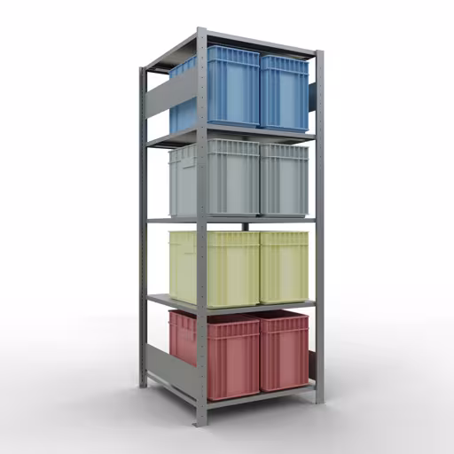 Grundregal, Fachbodenregal Stecksystem MULTIplus150, 2000 x 750 x 800 mm (HxBxT), 5 Fachböden, Längenriegel, verzinkt von der Marke Schulte Lagertechnik aus der Produktreihe Stecksystem