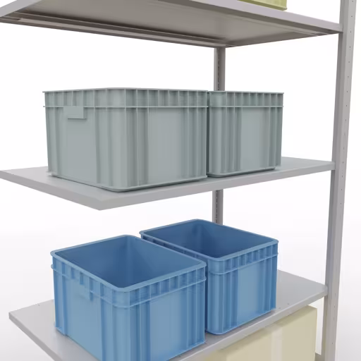 Anbauregal, Fachbodenregal Stecksystem MULTIplus150, 2000 x 1000 x 600 mm (HxBxT), 5 Fachböden, Längenriegel, RAL 7035 lichtgrau von Schulte Lagertechnik aus der Kategorie Stecksystem
