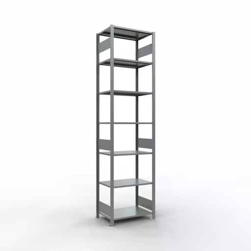 Grundregal, Fachbodenregal Stecksystem MULTIplus150, 3000 x 750 x 500 mm (HxBxT), 7 Fachböden, Längenriegel, verzinkt aus der Kategorie Grundregal mit der Artikelnummer 12752-75-LR