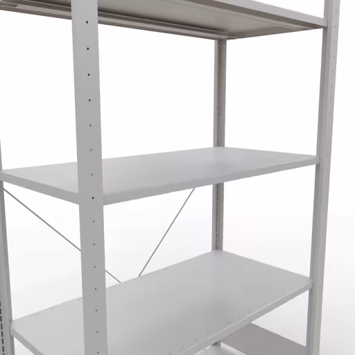 Abbildung Nr 12 des Artikels Grundregal, Fachbodenregal Stecksystem MULTIplus150, 2000 x 1000 x 500 mm (HxBxT), 5 Fachböden, Kreuzstrebe, RAL 7035 lichtgrau aus der Produktgruppe Stecksystem von der Marke Schulte Lagertechnik