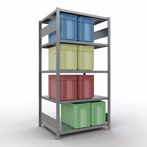 Abbildung Nr 8 des Artikels Grundregal, Fachbodenregal Stecksystem MULTIplus250, 2000 x 1000 x 800 mm (HxBxT), 5 Fachböden, Längenriegel, verzinkt aus der Produktgruppe Stecksystem von der Marke Schulte Lagertechnik