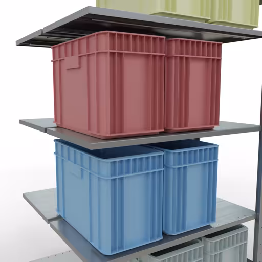Abbildung Nr 13 des Artikels Anbauregal, Doppelregal, Fachbodenregal Stecksystem MULTIplus150, 2000 x 1000 x (2x500) mm (HxBxT), 2x5 Fachböden, Längenriegel, verzinkt aus der Produktgruppe Fachbodenregale von der Marke Schulte Lagertechnik