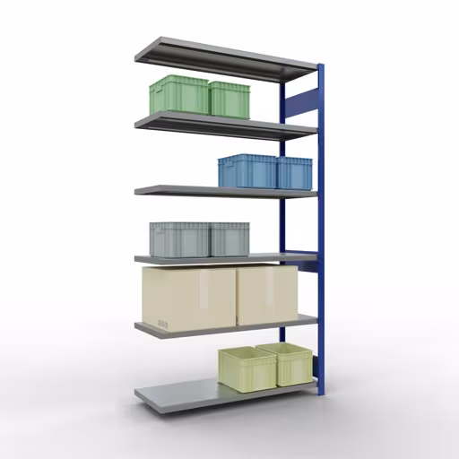 Anbauregal, Fachbodenregal Stecksystem MULTIplus250, 2500 x 1300 x 500 mm (HxBxT), 6 Fachböden, Längenriegel, RAL 5010 enzianblau/verzinkt aus der Kategorie Anbauregal mit der GTIN 4004514283337 Anbauregal, Fachbodenregal Stecksystem MULTIplus250, 2500 x 1300 x 500 mm (HxBxT), 6 Fachböden, Längenriegel, RAL 5010 enzianblau/verzinkt von der Marke Schulte Lagertechnik aus der Produktreihe Stecksystem