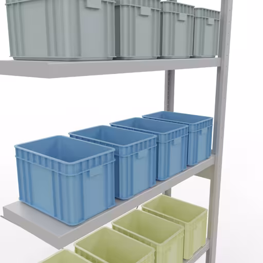 Produktbild Nr.15 des Artikels Anbauregal, Fachbodenregal Stecksystem MULTIplus250, 2500 x 1000 x 300 mm (HxBxT), 6 Fachböden, Kreuzstrebe, RAL 7035 lichtgrau aus der Produktreihe Stecksystem von der Marke Schulte Lagertechnik