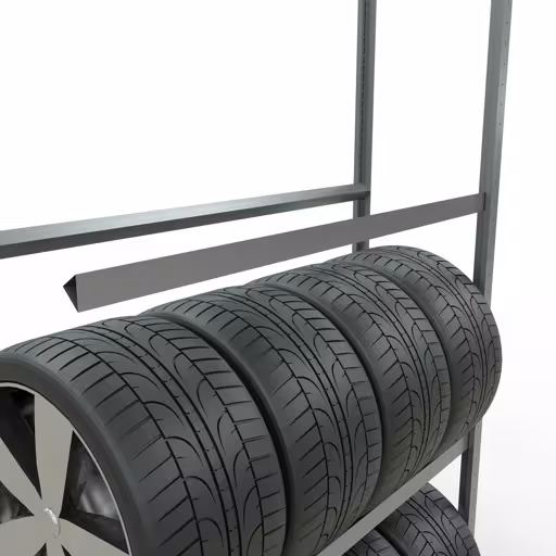 Abbildung Nr 13 des Artikels Anbauregal, Räder-/Reifenregal, 2750 x 1300 x 400 mm (HxBxT), verzinkt, 4 Lagerebenen á 150 kg Fachlast pro Ebene aus der Produktgruppe Fachbodenregale von der Marke Schulte Lagertechnik