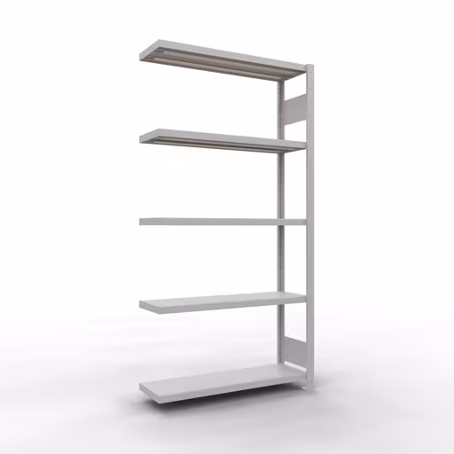 Anbauregal, Fachbodenregal Stecksystem MULTIplus330, 2000 x 1000 x 300 mm (HxBxT), 5 Fachböden, Längenriegel, RAL 7035 lichtgrau aus der Kategorie Anbauregal mit der Artikelnummer 33835-LR