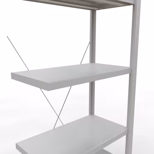 Abbildung Nr 15 des Artikels Anbauregal, Fachbodenregal Stecksystem MULTIplus250, 2000 x 750 x 400 mm (HxBxT), 5 Fachböden, Kreuzstrebe, RAL 7035 lichtgrau aus der Produktgruppe Stecksystem von der Marke Schulte Lagertechnik