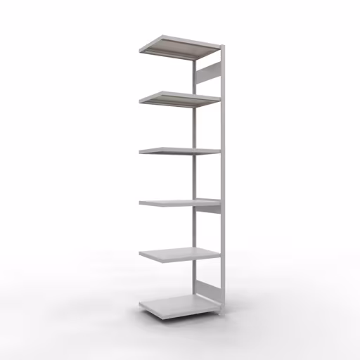 Anbauregal, Fachbodenregal Stecksystem MULTIplus250, 3000 x 750 x 600 mm (HxBxT), 7 Fachböden, Längenriegel, RAL 7035 lichtgrau aus der Kategorie Anbauregal mit der Artikelnummer 32867-75-LR
