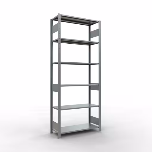 Zusatzbild des Artikels Grundregal, Fachbodenregal Stecksystem MULTIplus150, 2500 x 1000 x 400 mm (HxBxT), 6 Fachböden, Längenriegel, verzinkt aus Grundregal