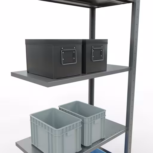 Produktbild Nr.7 des Artikels Anbauregal, Fachbodenregal Stecksystem MULTIplus150, 2000 x 750 x 400 mm (HxBxT), 5 Fachböden, Längenriegel, verzinkt aus der Produktreihe Stecksystem von der Marke Schulte Lagertechnik