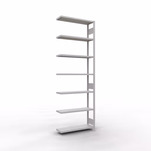 Anbauregal, Fachbodenregal Stecksystem MULTIplus330, 3000 x 1000 x 300 mm (HxBxT), 7 Fachböden, Längenriegel, RAL 7035 lichtgrau aus der Kategorie Anbauregal mit der Artikelnummer 33837-LR