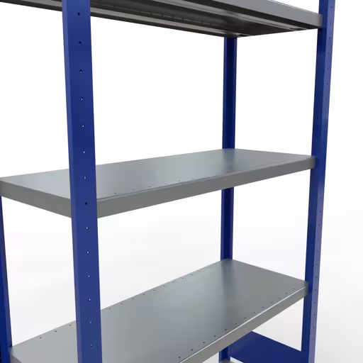 Abbildung Nr 12 des Artikels Grundregal, Fachbodenregal Stecksystem MULTIplus330, 2000 x 1000 x 400 mm (HxBxT), 5 Fachböden, Längenriegel, RAL 5010 enzianblau/verzinkt aus der Produktgruppe Stecksystem von der Marke Schulte Lagertechnik