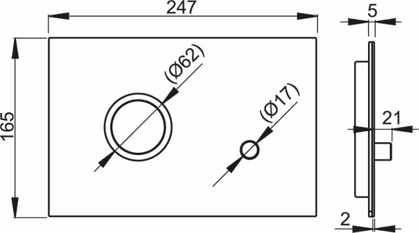STING Betätigungsplatte | Drückerplatte für WC Spülkasten | Design Serie FLAT von AlcaPlast mit der Artikelnr. STING-A