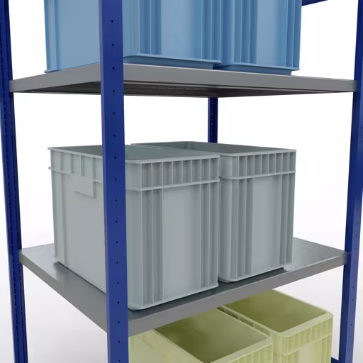 Grundregal, Fachbodenregal Stecksystem MULTIplus330, 2000 x 1000 x 800 mm (HxBxT), 5 Fachböden, Längenriegel, RAL 5010 enzianblau/verzinkt von der Marke Schulte Lagertechnik aus der Produktreihe Stecksystem