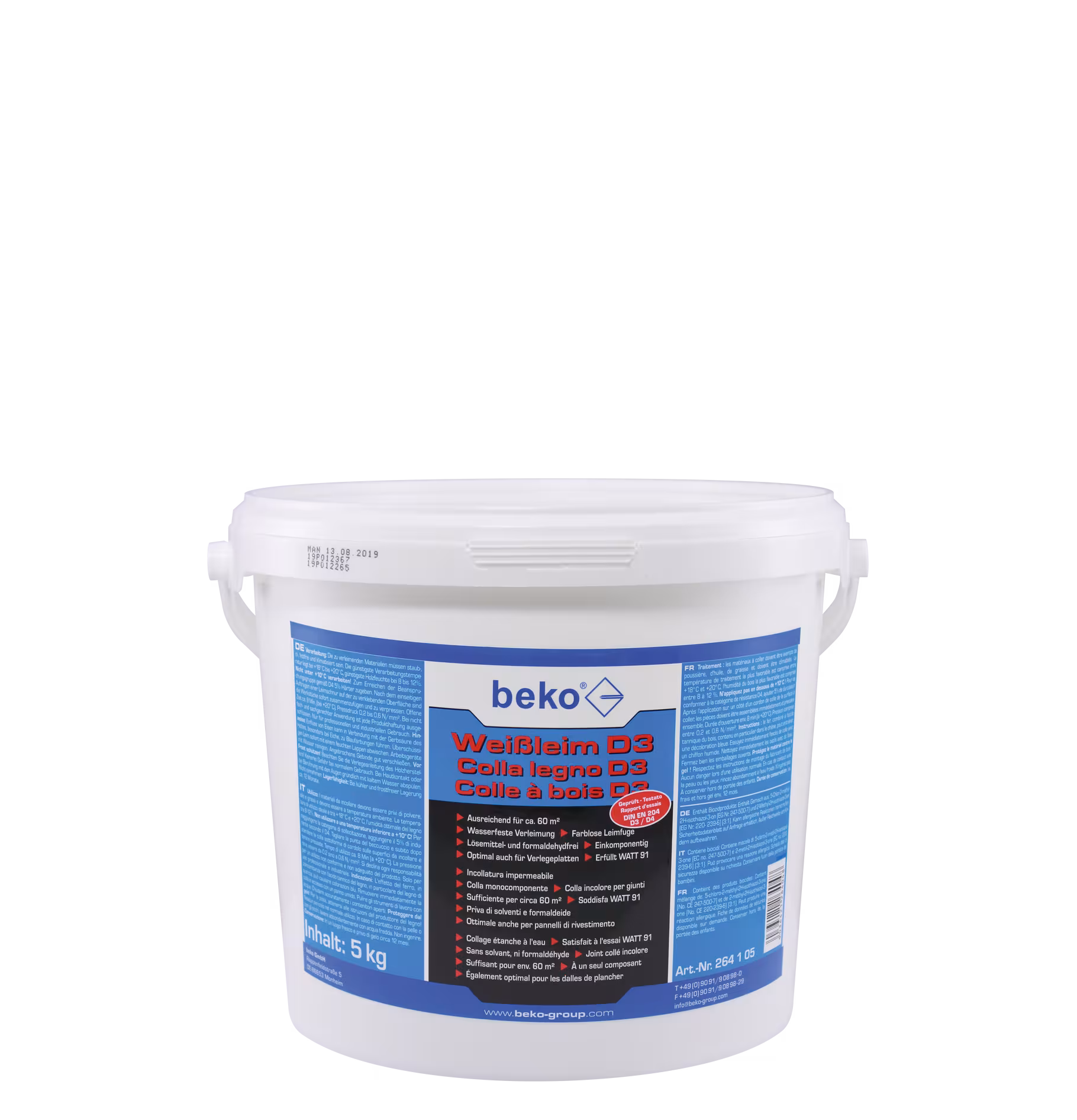 Weißleim D3 weiß 5 kg Eimer aus der Kategorie Leime mit der Artikelnr. 264 1 05