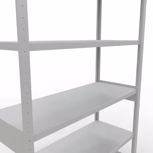 Abbildung Nr 12 des Artikels Grundregal, Fachbodenregal Stecksystem MULTIplus250, 2500 x 1300 x 500 mm (HxBxT), 6 Fachböden, Längenriegel, RAL 7035 lichtgrau aus der Produktgruppe Stecksystem von der Marke Schulte Lagertechnik