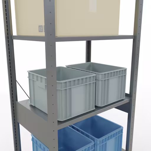 Grundregal, Fachbodenregal Stecksystem MULTIplus150, 2500 x 750 x 500 mm (HxBxT), 6 Fachböden, Kreuzstrebe, verzinkt mit der GTIN 4004514204868 Grundregal, Fachbodenregal Stecksystem MULTIplus150, 2500 x 750 x 500 mm (HxBxT), 6 Fachböden, Kreuzstrebe, verzinkt von Schulte Lagertechnik mit der Artikelnr. 12751-75