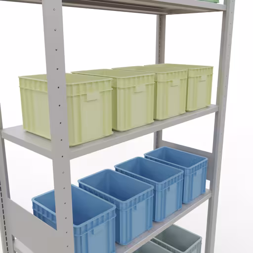 Grundregal, Fachbodenregal Stecksystem MULTIplus150, 3000 x 1000 x 400 mm (HxBxT), 7 Fachböden, Längenriegel, RAL 7035 lichtgrau von Schulte Lagertechnik aus der Kategorie Stecksystem