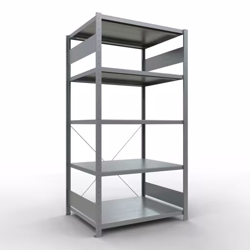 Grundregal, Fachbodenregal Stecksystem MULTIplus250, 2000 x 1000 x 800 mm (HxBxT), 5 Fachböden, Kreuzstrebe, verzinkt aus der Kategorie Grundregal mit der Artikelnummer 12980