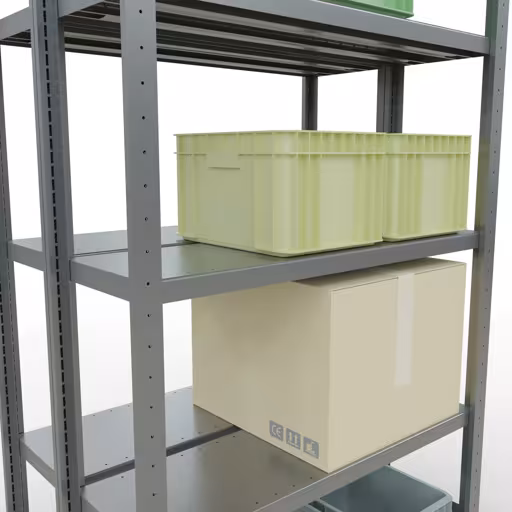 Zusatzbild des Artikels Grundregal, Doppelregal, Fachbodenregal Stecksystem MULTIplus250, 2000 x 1000 x (2x300) mm (HxBxT), 2x5 Fachböden, Längenriegel, verzinkt aus Doppelregale