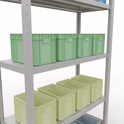 Abbildung Nr 15 des Artikels Grundregal, Fachbodenregal Stecksystem MULTIplus330, 2000 x 1000 x 400 mm (HxBxT), 5 Fachböden, Längenriegel, RAL 7035 lichtgrau aus der Produktgruppe Stecksystem von der Marke Schulte Lagertechnik