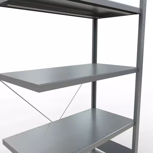 Produktbild Nr.13 des Artikels Anbauregal, Fachbodenregal Stecksystem MULTIplus250, 2000 x 1000 x 500 mm (HxBxT), 5 Fachböden, Kreuzstrebe, verzinkt aus der Produktreihe Stecksystem von der Marke Schulte Lagertechnik