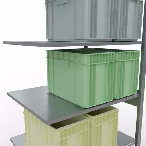 Produktbild Nr.12 des Artikels Anbauregal, Fachbodenregal Stecksystem MULTIplus150, 2500 x 1000 x 800 mm (HxBxT), 6 Fachböden, Längenriegel, verzinkt aus der Produktreihe Stecksystem von der Marke Schulte Lagertechnik