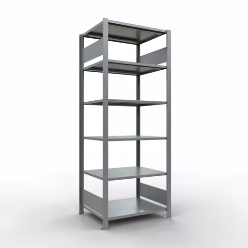 Grundregal, Büro-Fachbodenregal Stecksystem MULTIplus150, 2000 x 750 x 600 mm (HxBxT), 6 Fachböden, Längenriegel, verzinkt, ohne Mittelanschlag aus der Kategorie Stecksystem mit der Artikelnummer 17760