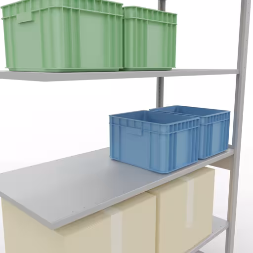 Produktbild Nr.15 des Artikels Anbauregal, Fachbodenregal Stecksystem MULTIplus150, 2500 x 1300 x 600 mm (HxBxT), 6 Fachböden, Längenriegel, RAL 7035 lichtgrau aus der Produktreihe Stecksystem von der Marke Schulte Lagertechnik