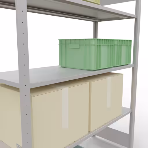 Grundregal, Fachbodenregal Stecksystem MULTIplus150, 2000 x 1300 x 500 mm (HxBxT), 5 Fachböden, Längenriegel, RAL 7035 lichtgrau von Schulte Lagertechnik aus der Kategorie Stecksystem