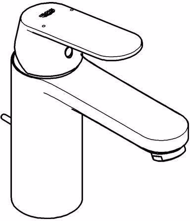 Technische Zeichnung 4050349 GROHE Einhand-Waschtischbatterie Eurosmart C 23325 mittelhoch Zugstangen-Ablaufgarnitur chrom