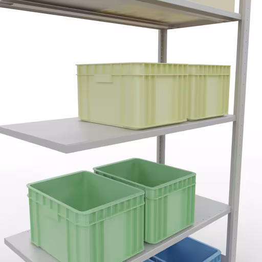 Abbildung Nr 9 des Artikels Anbauregal, Fachbodenregal Stecksystem MULTIplus85, 2000 x 1000 x 500 mm (HxBxT), 5 Fachböden, Längenriegel, RAL 7035 lichtgrau aus der Produktgruppe Stecksystem von der Marke Schulte Lagertechnik