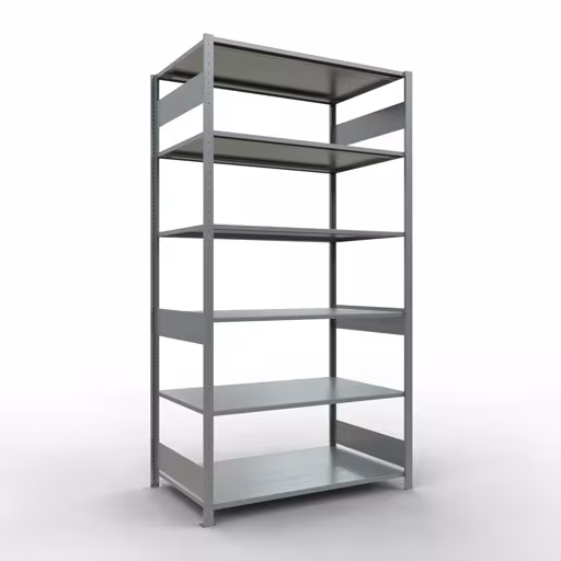 Grundregal, Fachbodenregal Stecksystem MULTIplus150, 2500 x 1300 x 800 mm (HxBxT), 6 Fachböden, Längenriegel, verzinkt aus der Kategorie Grundregal mit der Artikelnummer 12781-130-LR